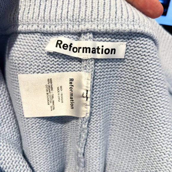 Reformation 100% Cotton Light Blue Baggy Hight Waist Classic Knit Shorts S NWT - Picture 5 of 7